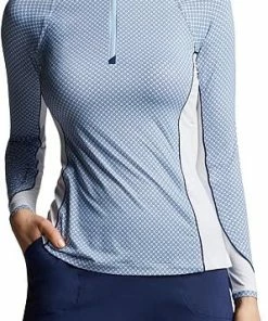 Peter Millar Women's Lightweight Sun Comfort Golf Base Layers - Cottage Blue Bullseye