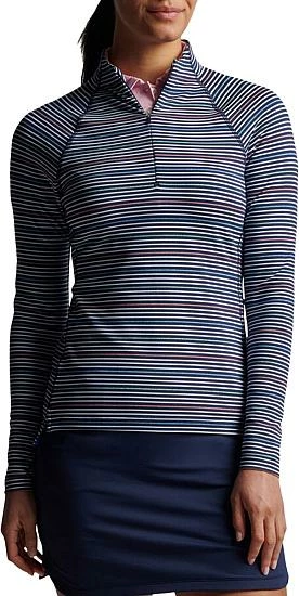 Peter Millar Women's Perth Raglan-Sleeve Metallic Stripe Quarter-Zip Golf Pullovers