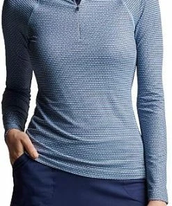 Peter Millar Women's Perth Raglan-Sleeve Quarter-Zip Golf Pullovers - Bakers Bubbles Navy