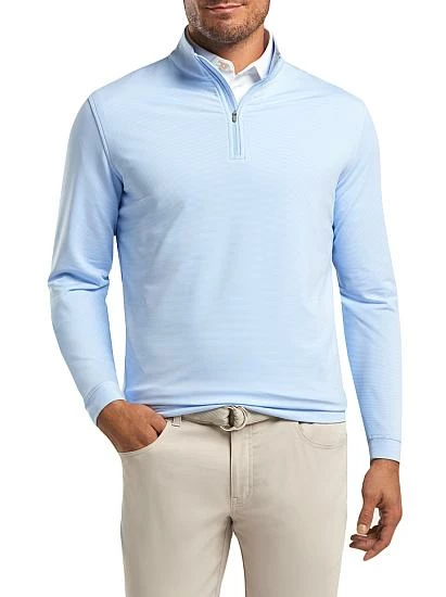 Peter Millar Perth Stretch Loop Terry Mini Stripe Quarter-Zip Golf Pullovers
