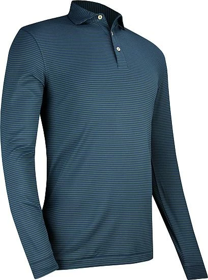 Peter Millar Lyons Stripe Performance Long Sleeve Golf Shirts - Image 4