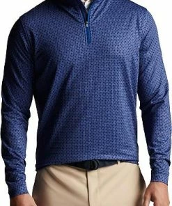 Peter Millar Perth Piña Skullada Performance Quarter-Zip Golf Pullovers