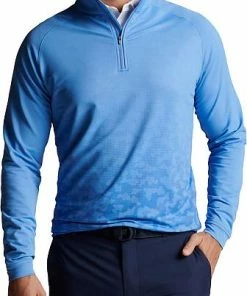 Peter Millar Perth Dip Dye Camo Performance Quarter-Zip Golf Pullovers